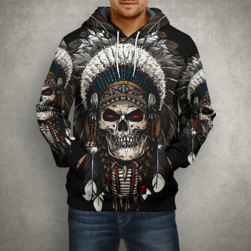 Native American Skull Headdress Men's All Over Print Hoodie