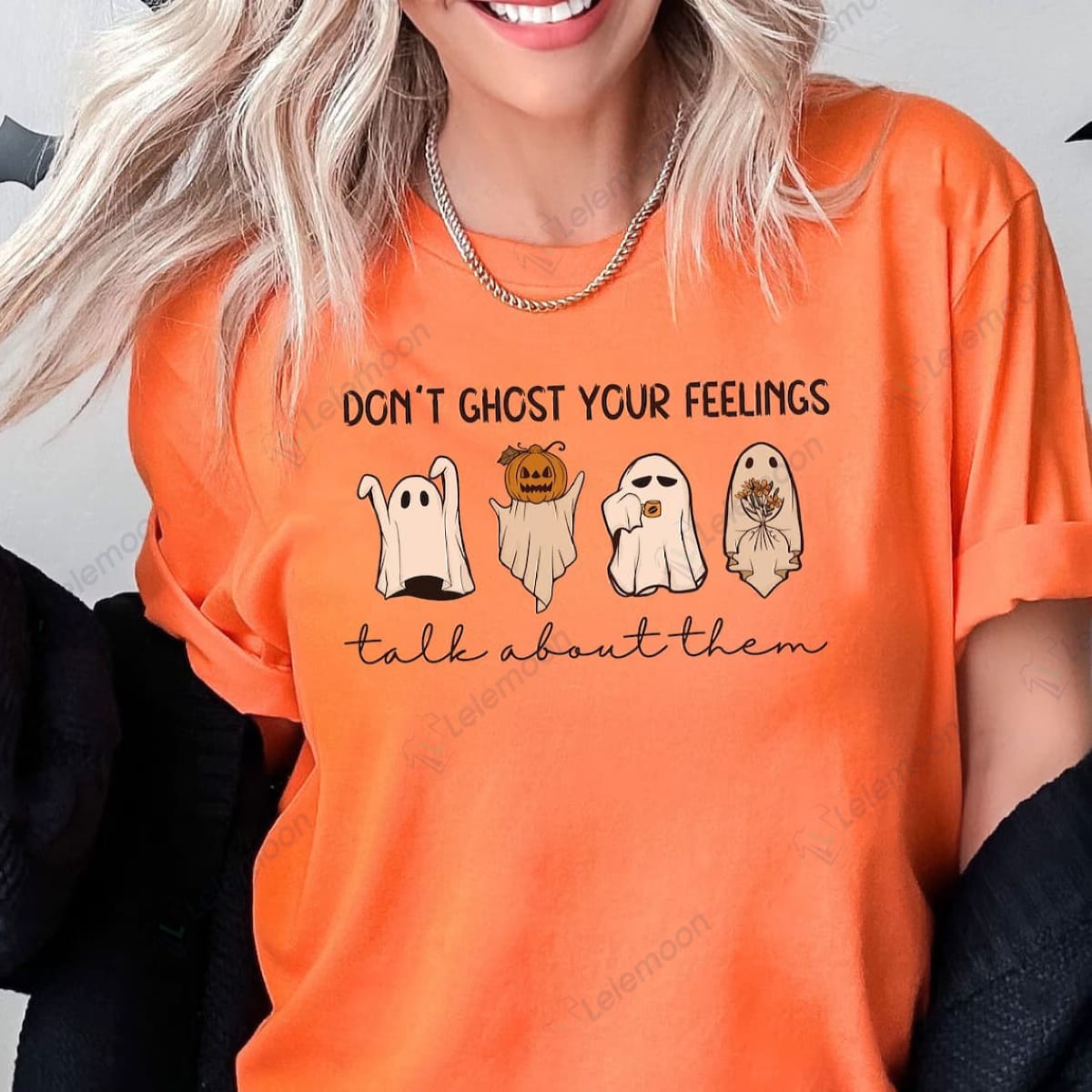 Mental Health Halloween Don't Ghost Your Feelings T-shirt - Lelemoon