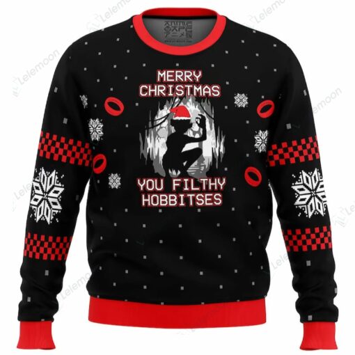 Merry Christmas You Filthy Hobitses LOTR Filthy Hobitses Ugly Christmas Sweater $41.95