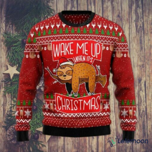 Sloth Wake Me Up Christmas 3D Print Ugly Sweater