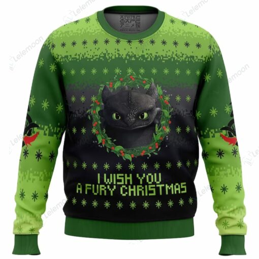 Toothless I Wish You A Fury Christmas Ugly Sweater $41.95