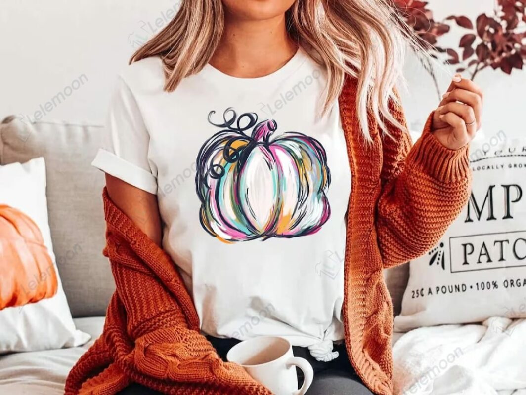 Watercolor Pumpkin T-shirt, Colorful Watercolor Pumpkin Shirt Watercolor Pumpkin T-shirt, Colorful Watercolor Pumpkin Shirt
