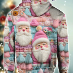 Women's Christmas Pink Santa Print Hoodie Sweatshirt $45.95