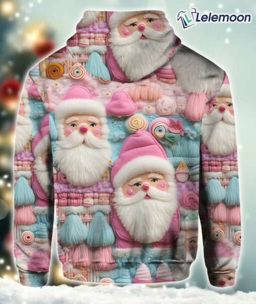 Women's Christmas Pink Santa Print Hoodie Sweatshirt $45.95