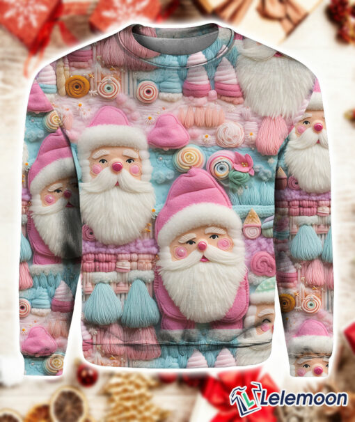 Women's Christmas Pink Santa Print Hoodie Sweatshirt $45.95