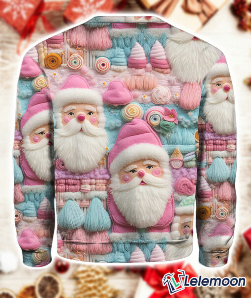 Women's Christmas Pink Santa Print Hoodie Sweatshirt $45.95