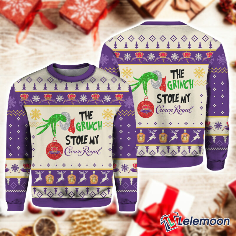 The Grnch Stole My Crown Royal Ugly Christmas Sweater The Grnch Stole My Crown Royal Ugly Christmas Sweater $41.95