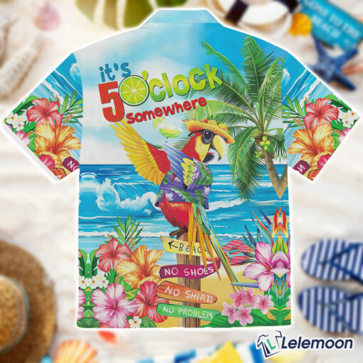 It's 5 O'Clock Somewhere Parrot Short Sleeve Hawaiian T-Shirt $36.95