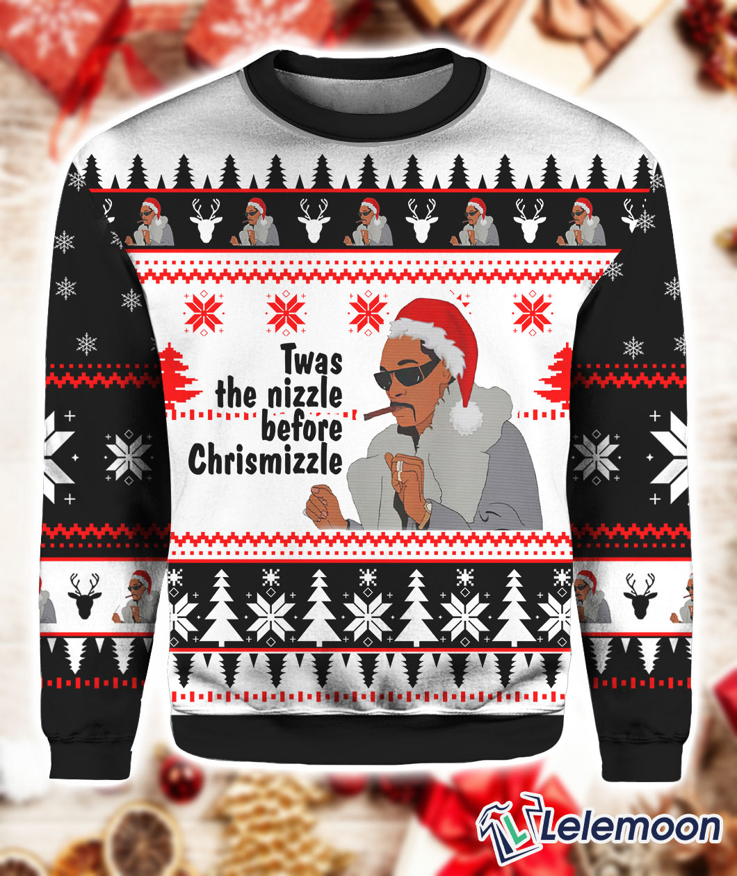 Snoop Dogg Twas The Nizzle Before Ugly Chrismizzle Sweater Lelemoon