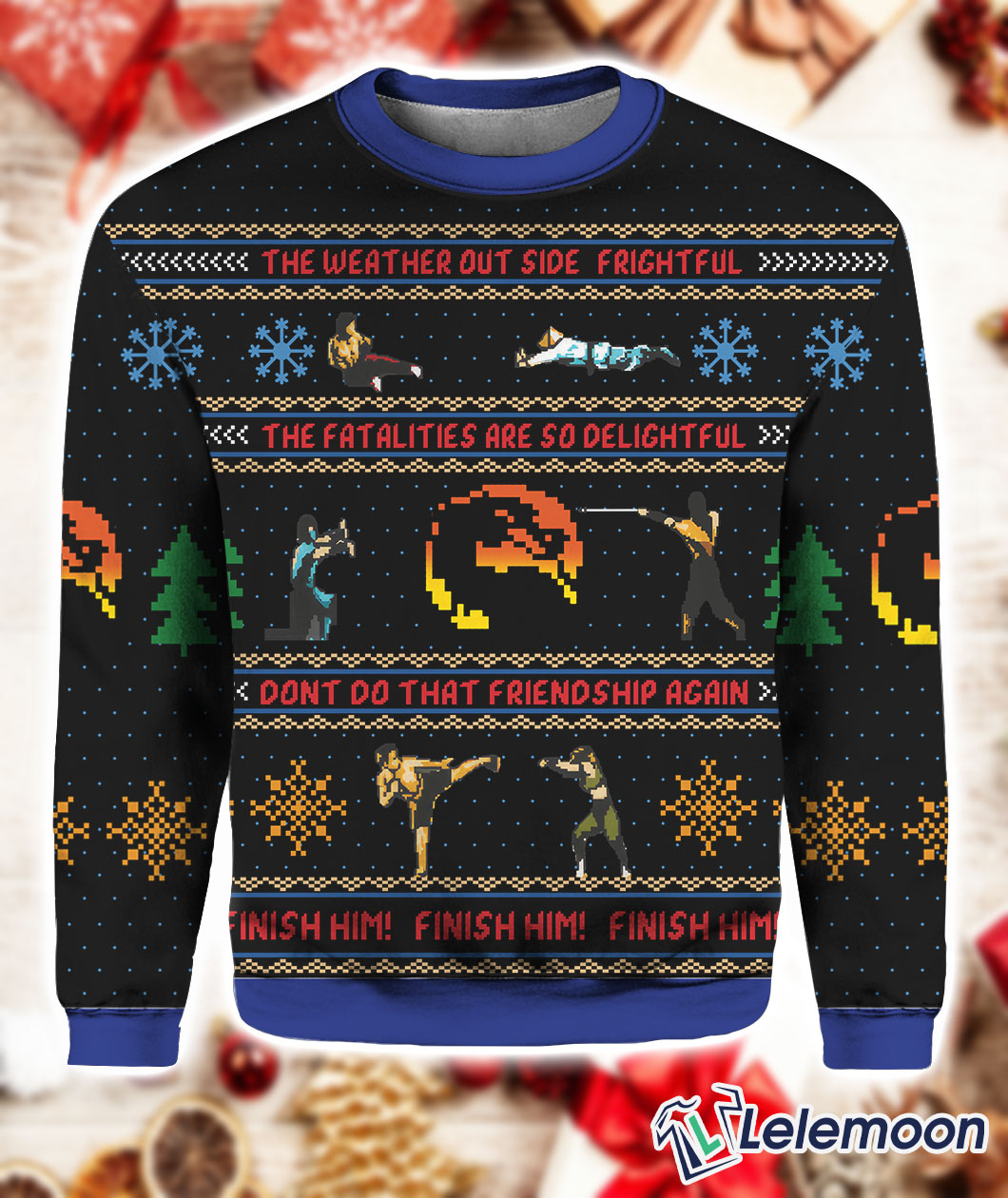 Finish Him Mortal Kombat Christmas Ugly Sweatshirt Lelemoon