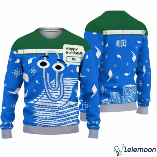 Clippy happy holidays Christmas sweater $41.95