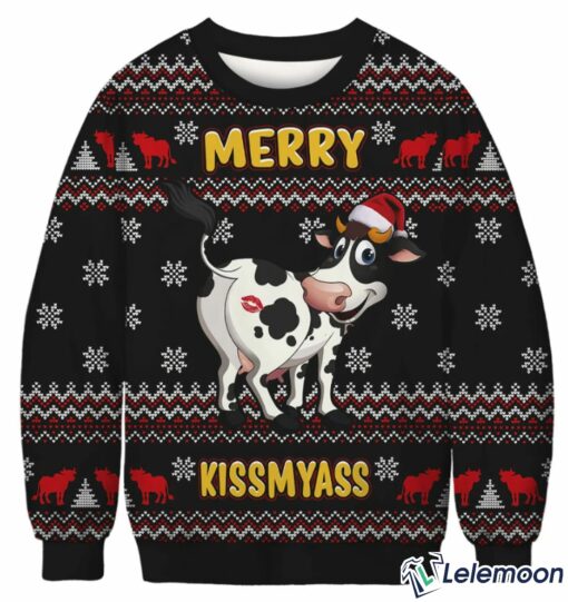 Cow Kissmyass Ugly Christmas Sweater $41.95