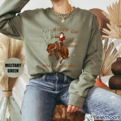 Cowboy Christmas Giddy Up Jingle Horse Pick Up Your Feet Shirt $19.95