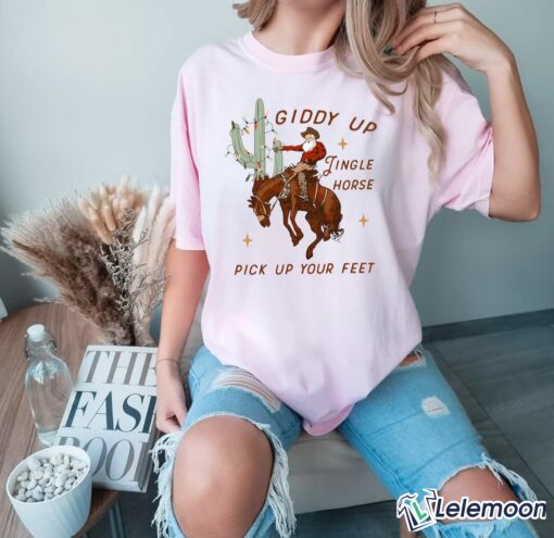 Cowboy Christmas Giddy Up Jingle Horse Pick Up Your Feet Shirt $19.95