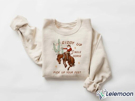 Cowboy Christmas Giddy Up Jingle Horse Pick Up Your Feet Shirt $19.95