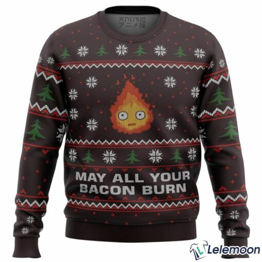 Ghibli May All Your Bacon Burn Ugly Christmas Sweater $41.95