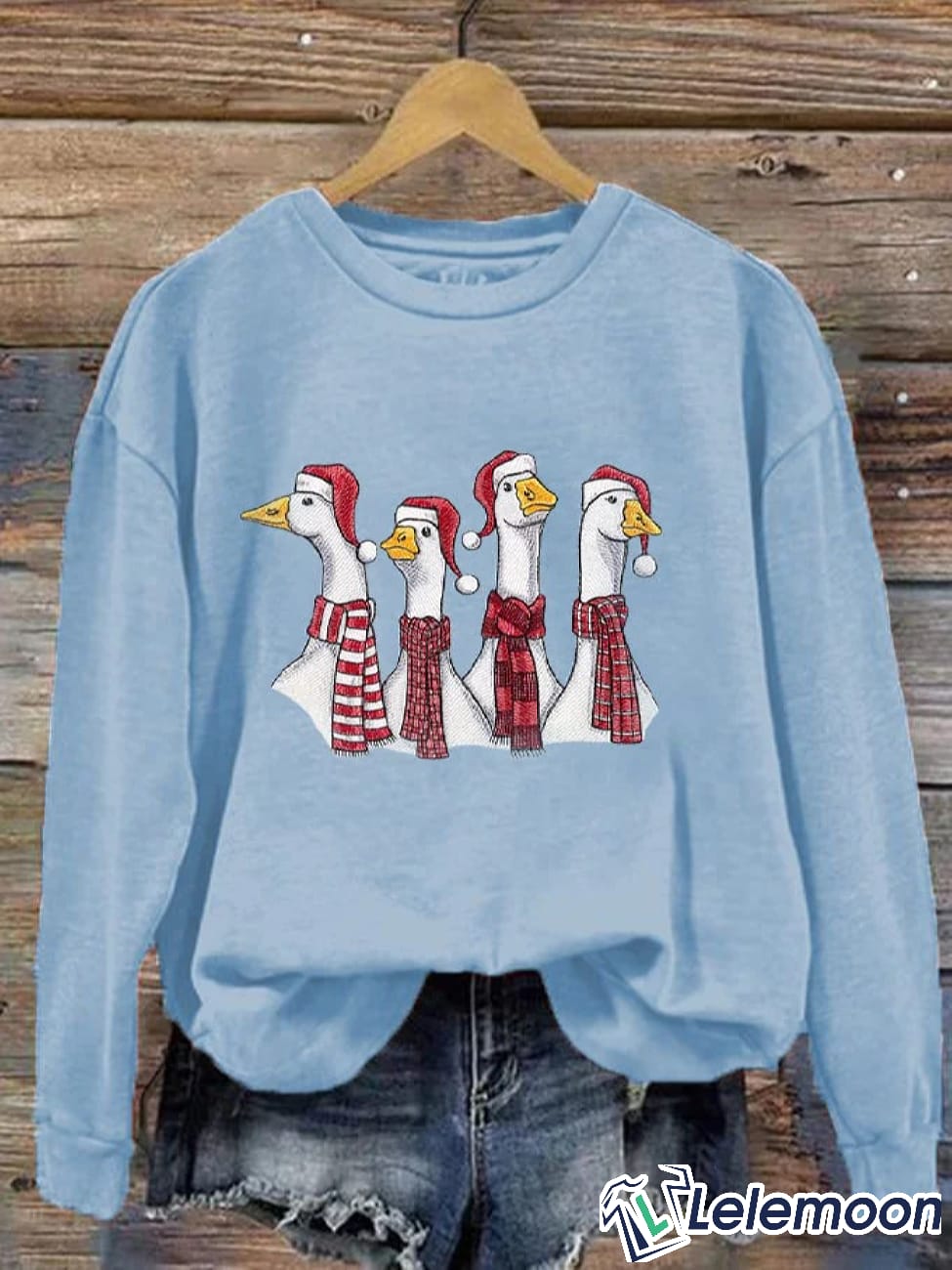 Goose Christmas Geese Crew Neck Sweater Lelemoon
