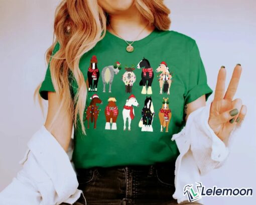 Horse Lover Animal Christmas Shirt & Sweatshirt, Christmas Farm Horse Light Shirt $19.95