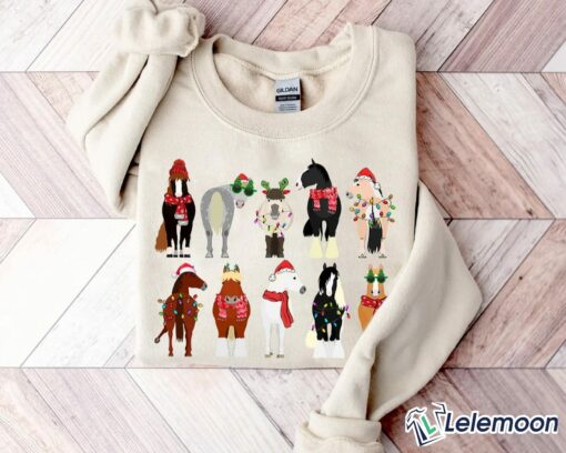 Horse Lover Animal Christmas Shirt & Sweatshirt, Christmas Farm Horse Light Shirt $19.95