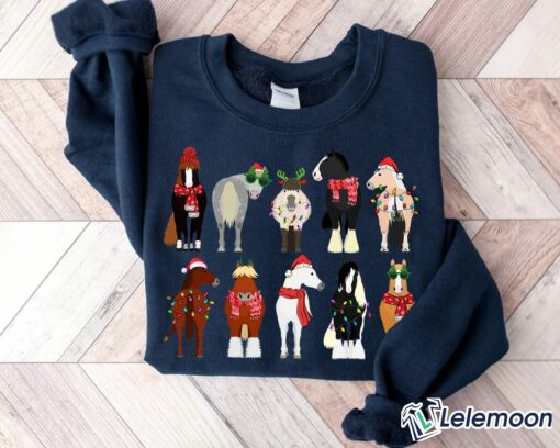 Horse Lover Animal Christmas Shirt & Sweatshirt, Christmas Farm Horse Light Shirt $19.95