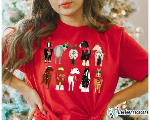 Horse Lover Animal Christmas Shirt & Sweatshirt, Christmas Farm Horse Light Shirt $19.95