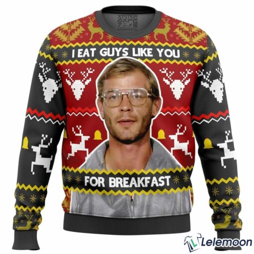 Jeffrey Dahmer I Eat Guys Like You For Breakfast Christmas Sweater $41.95