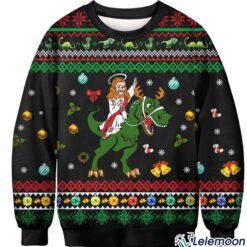 Jesus Ridding T-Rex Christmas Sweater $41.95