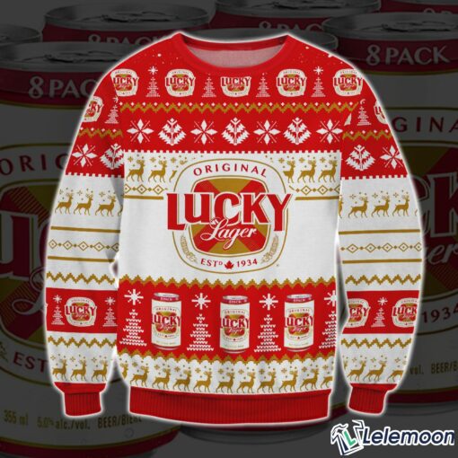 Lucky Lager Christmas Ugly Sweater $41.95