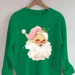 Retro Pink Santa Claus Print Sweatshirt, T-shirt, Hoodie $30.95