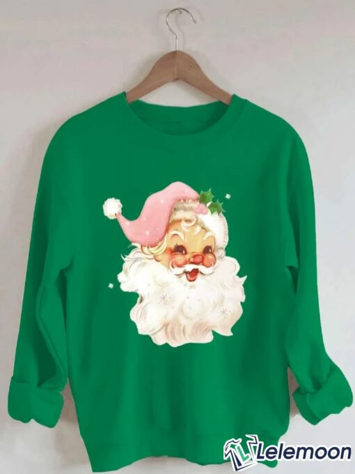 Retro Pink Santa Claus Print Sweatshirt, T-shirt, Hoodie $30.95