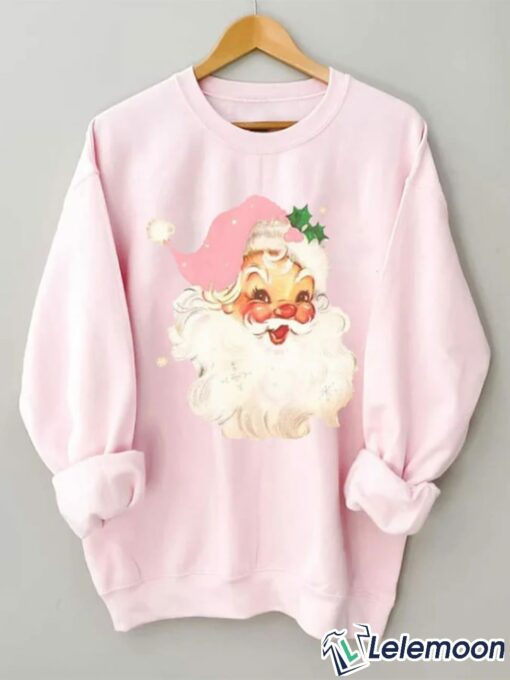 Retro Pink Santa Claus Print Sweatshirt, T-shirt, Hoodie $30.95