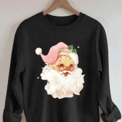 Retro Pink Santa Claus Print Sweatshirt, T-shirt, Hoodie $30.95
