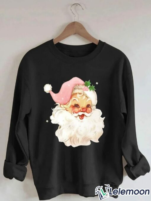Retro Pink Santa Claus Print Sweatshirt, T-shirt, Hoodie $30.95