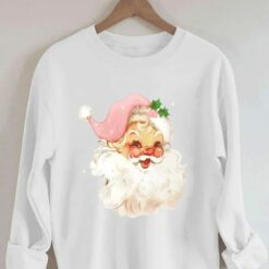 Retro Pink Santa Claus Print Sweatshirt, T-shirt, Hoodie $30.95
