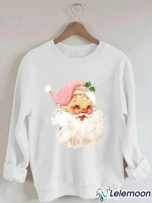 Retro Pink Santa Claus Print Sweatshirt, T-shirt, Hoodie $30.95