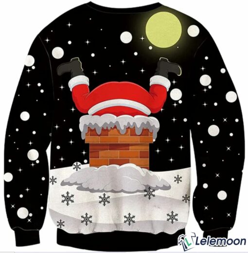 Santa Claus Stuck In Chimney Ugly Christmas Sweater $41.95