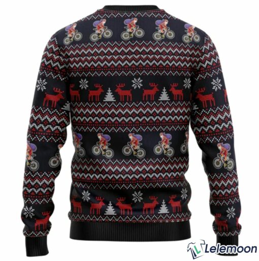 Santa Mountain Bike Don't Follow Me I D Stupid Things Christmas Sweater $41.95