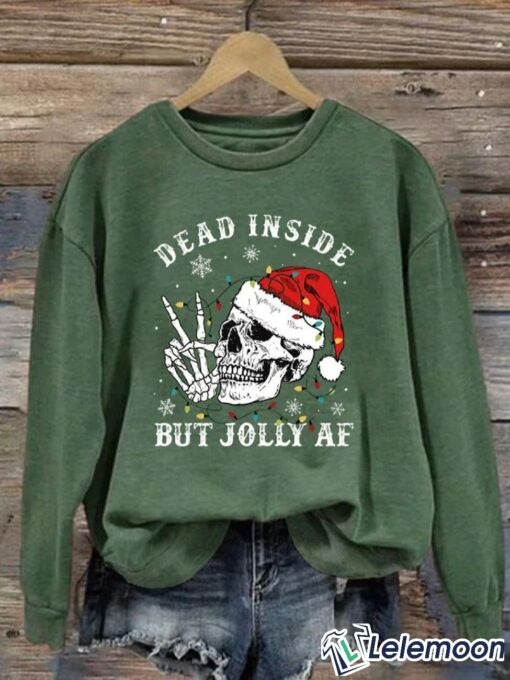 Skeleton Dead Inside But Jolly AF Christmas Sweater $30.95