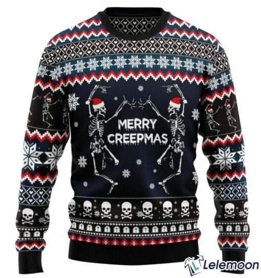 Skeleton Merry Creepmas Ugly Christmas Sweater $41.95