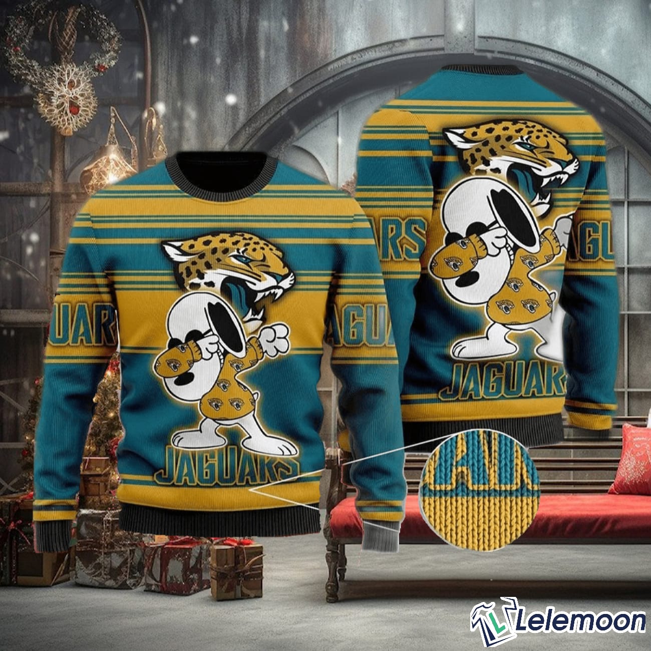 Snooppy Jacksonville Jaguars Ugly Christmas Sweater - Lelemoon