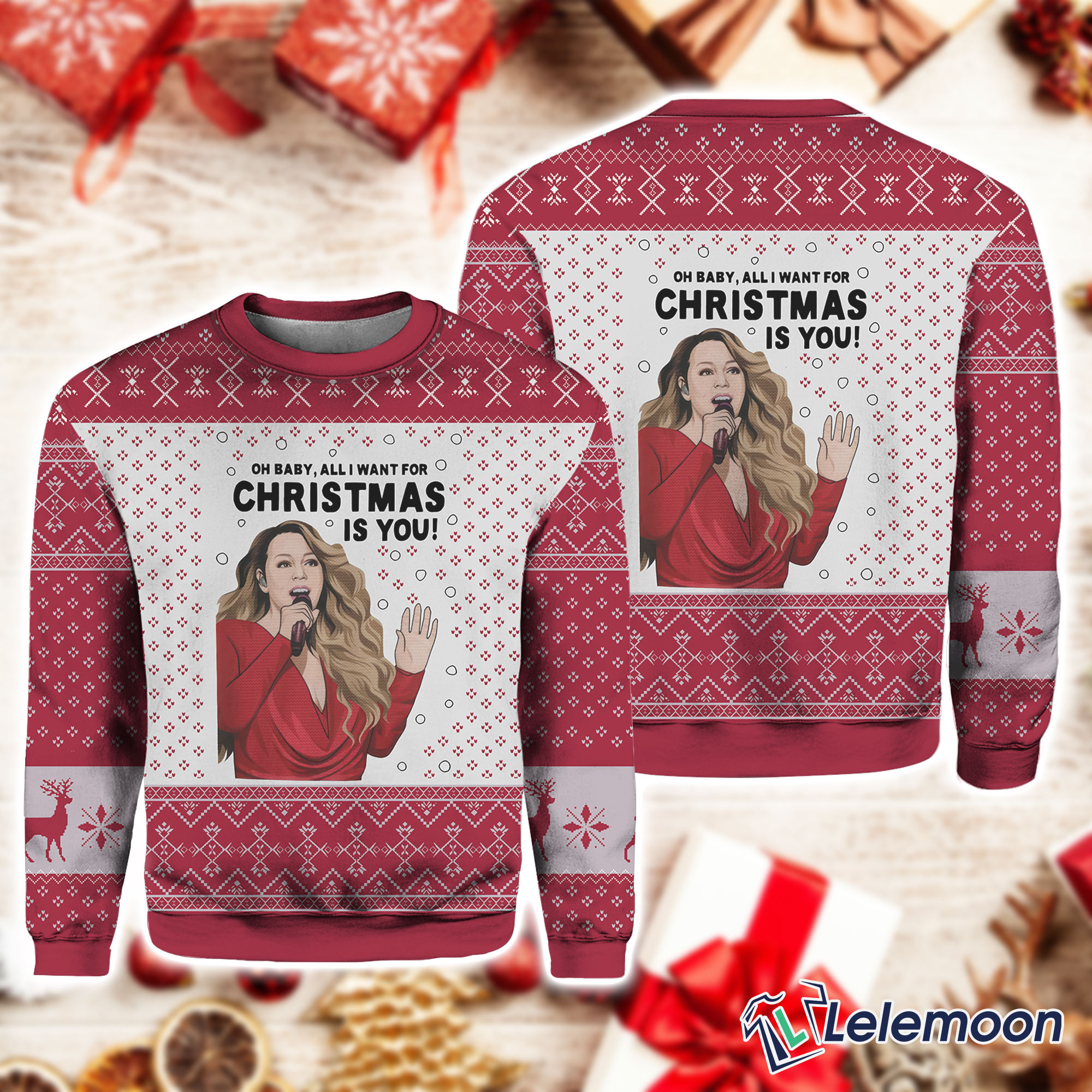 Mariah Carey All I Want For Christmas Is You Ugly Sweater Lelemoon