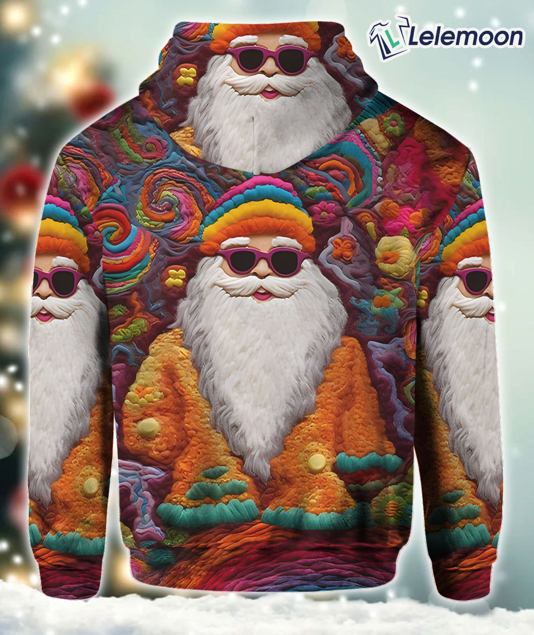 Vintage Colorful Santa Hoodie $45.95