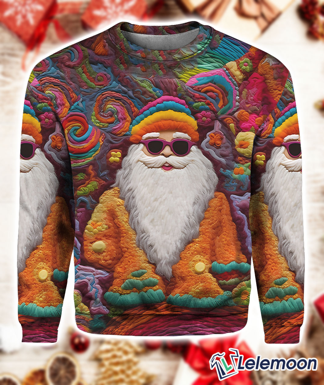 Vintage Colorful Santa Hoodie $45.95