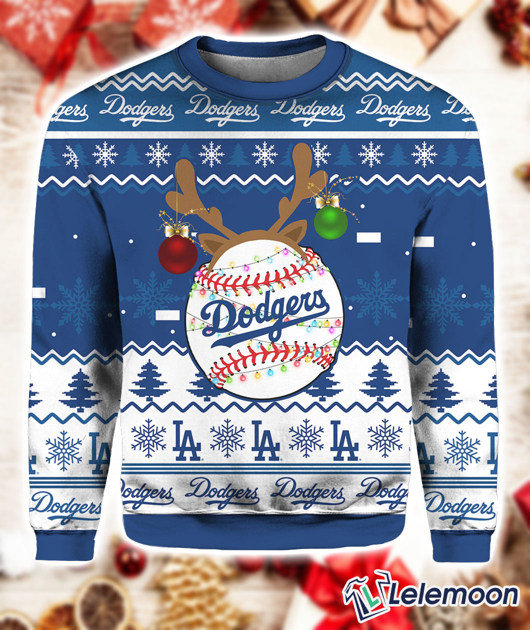 Los Angeles Dodgers Ugly Christmas Sweater Lelemoon