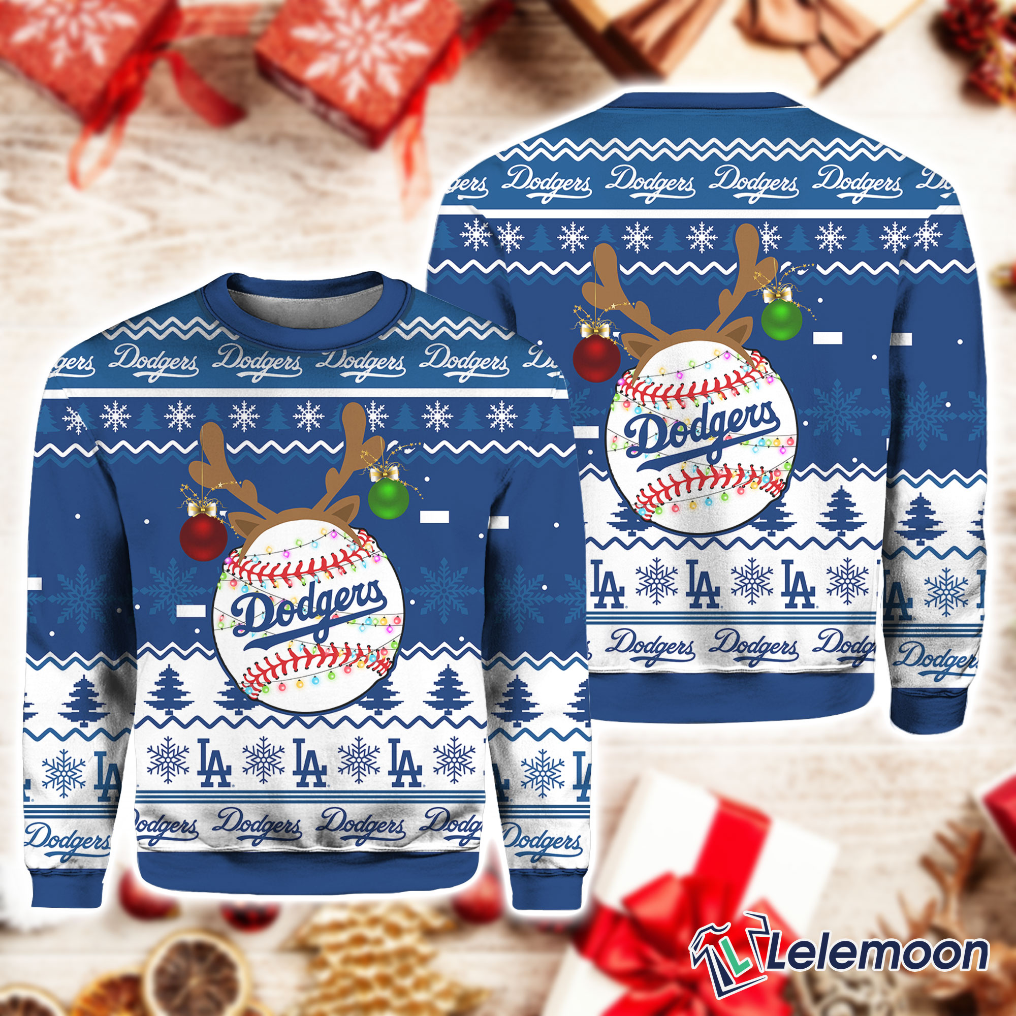 Los Angeles Dodgers Ugly Christmas Sweater Lelemoon
