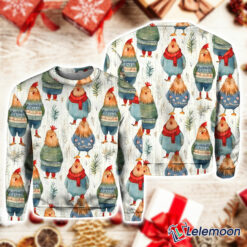 Cute Chickens In Sweaters Art Print Knit Pullover Sweater $41.95