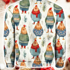 Cute Chickens In Sweaters Art Print Knit Pullover Sweater $41.95