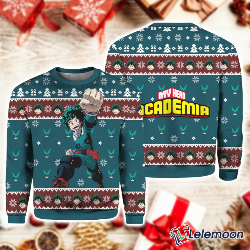 Deku Anime Ugly Christmas Sweater Lelemoon