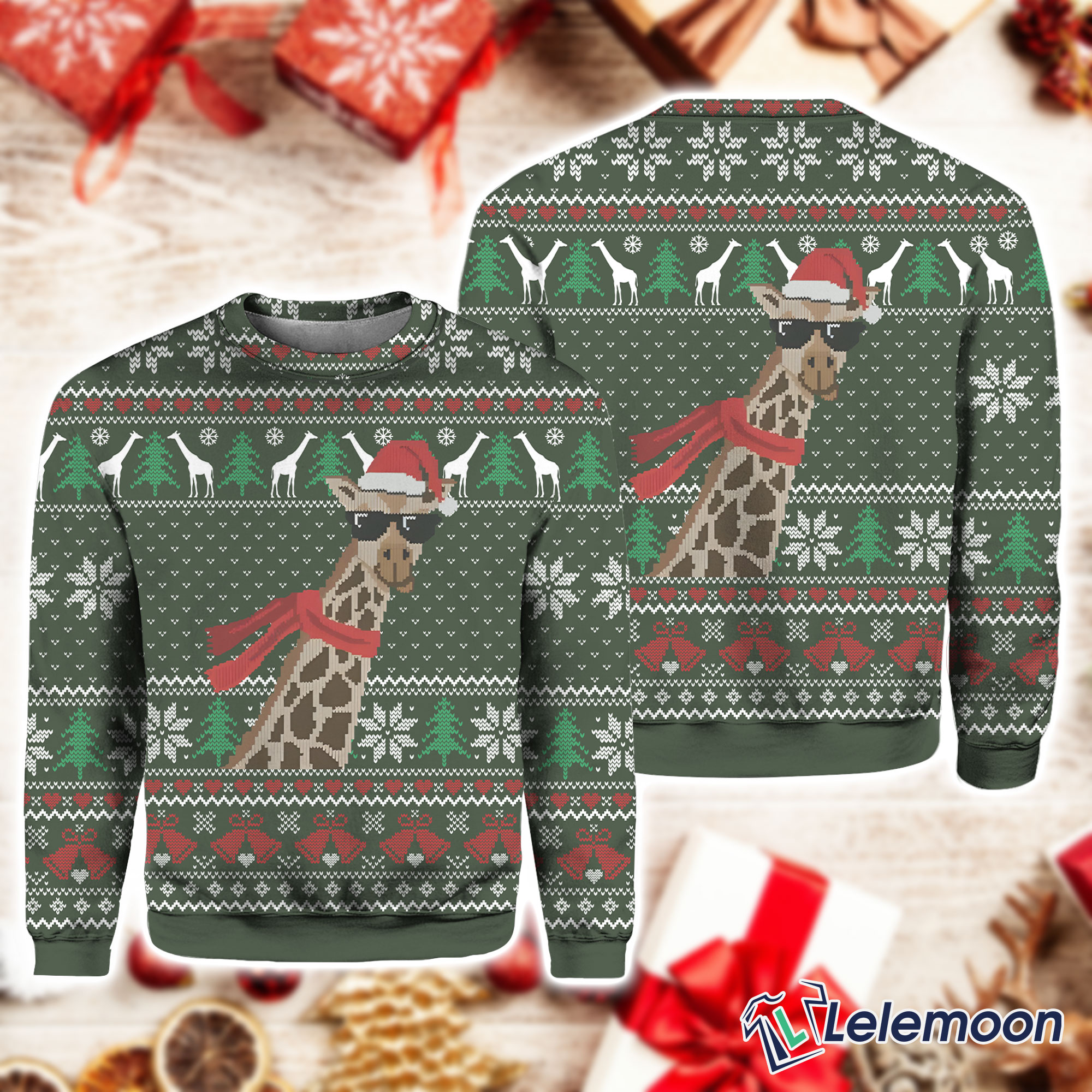 Giraffe Scarf Christmas Sweater Lelemoon