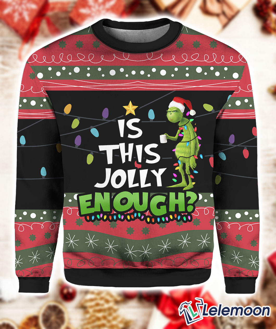 Is This Jolly Enough Grnch Christmas Ugly Sweater Is This Jolly Enough Grnch Christmas Ugly Sweater $41.95